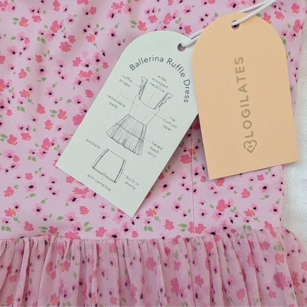 New Blogilates Women's Ballerina Ruffle Dress Pink Floral Activewear Small (4-6) - Picture 2 of 6